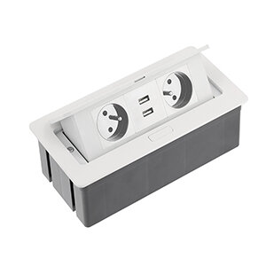 Schep constant Condenseren Flip Top inbouw stopcontact, 2 stopcontacten, 2 USB, penaarding -  meubelinterieur.nl