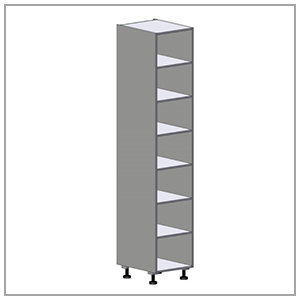 Hoge kast tot 500 mm breed, met planken