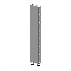 Hoge kast tot 150 mm breed, met planken