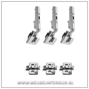 Opdekscharnier 110 gr set voor deurhoogte tot 160 cm incl montageplaten 