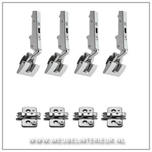 Opdekscharnier 110 gr set voor deurhoogte tot 210 cm incl montageplaten 