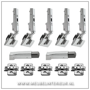 Opdekscharnier 110 gr set voor deurhoogte tot 240 cm incl montageplaten 