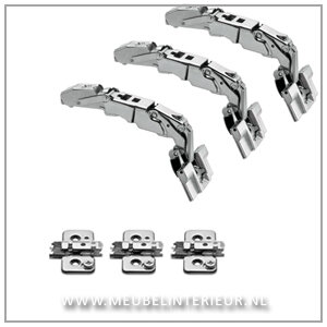 Opdekscharnier 170 gr set voor deurhoogte tot 160 cm incl montageplaten 