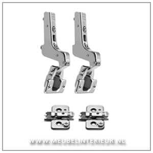 Inliggend scharnier 110 gr (zonder veer) set voor deurhoogte tot  90 cm   