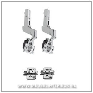 Inliggend scharnier 110 gr set voor deurhoogte tot  90 cm  met geintegreerde blumotion