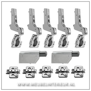 Inliggend scharnier 110 gr set voor deurhoogte tot 240 cm incl montageplaten 