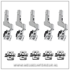 Inliggend scharnier 110 gr set voor deurhoogte tot 240 cm met geïntegreerde blumotion