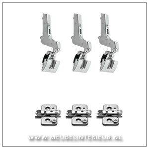 Inliggend scharnier 110 gr set voor deurhoogte tot 160 cm incl montageplaten 