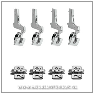 Inliggend scharnier 110 gr set voor deurhoogte tot 210 cm incl montageplaten 