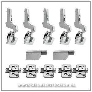 Inliggend scharnier 110 gr set voor deurhoogte tot 240 cm incl montageplaten 