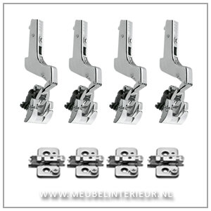 Inliggend scharnier 110 gr set voor deurhoogte tot 210 cm met geïntegreerde blumotion