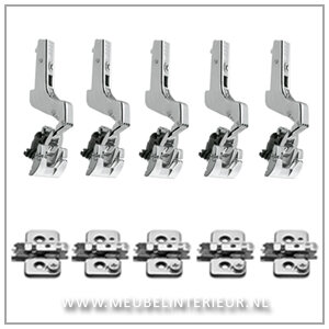 Inliggend scharnier 110 gr set voor deurhoogte tot 240 cm met geïntegreerde blumotion