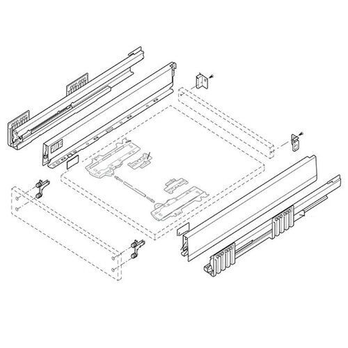 Blum Merivobox (N), TOB, inbouwhoogte 85,5 mm (zijwandhoogte 68,5 mm)
