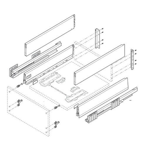 Blum Merivobox TOB met boxcap (E), inbouwhoogte 209 mm (zijwandhoogte 192 mm)