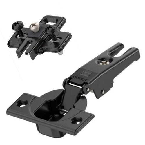 Koelkastscharnier 95 gr  Blum (Modul) inclusief montageplaat, Onyx Zwart