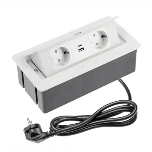 Flip Top inbouw stopcontacten, 2 stopcontacten, 2 USB, randaarding (NL) 