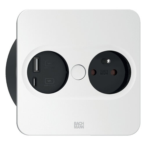 Twist 2 inbouwstopcontact met  USB, mat wit, penaarding