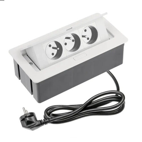 Flip Top inbouw stopcontacten, 3 stopcontacten, penaarding (BE/FR)