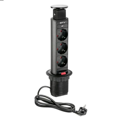 Uittrekbaar stopcontact, Ø 60 mm, zwart